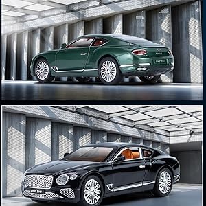 Toy Car Compatible for 1/24 Bentley Continental GT Model Car Alloy Diecast Collectible Pull Back Car Toy Door Can Be Opened for Boys Girls Gift(Green)
