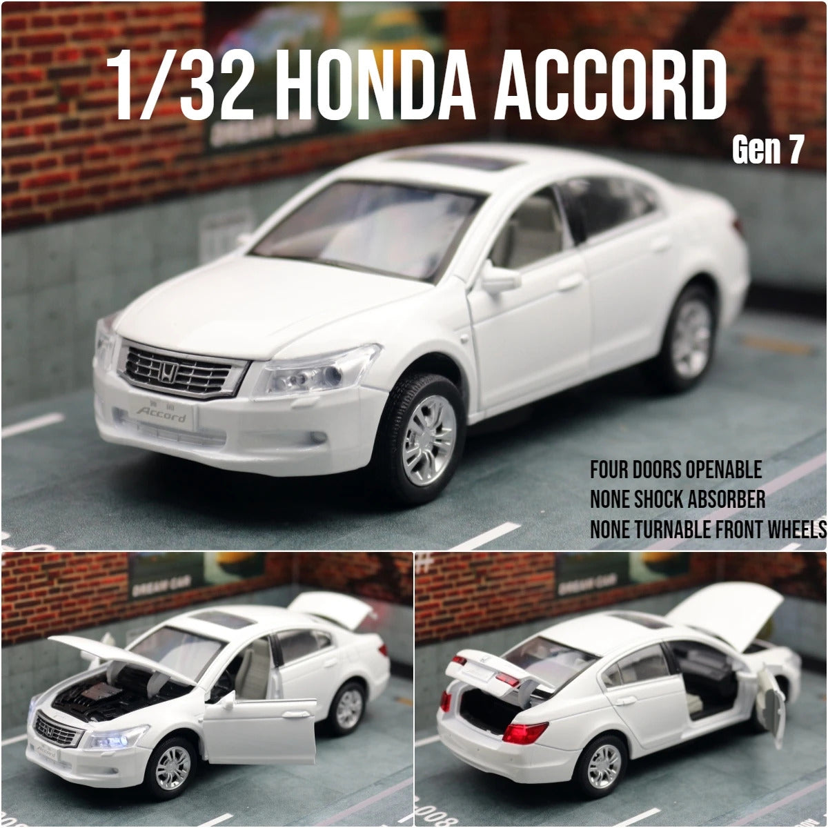 1/32 Honda Accord Gen11 Sedan Hybrid Toy Car Model Diecast Metal Vehicle Miniature For Children Pull Back Collection Kid Boys
