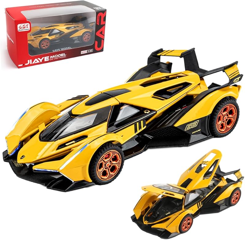 Diecast Toy Car McLaren 720S Sports Car Model,Zinc Alloy Simulation Casting Pull Back Vehicles,1:32 Scale Mini Supercar Toys with Lights and Music for Toddlers Kids Children Gift (720S-Green)