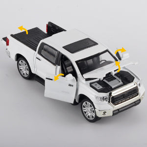 Toy Pickup Trucks for Boys 1/32 Tundra Diecast Cars Model，Zinc Alloy Toy Pickup Truck，with Sound and Light、Pull Back，Birthday Gifts for Kids Ages 3 Year and UP（White）