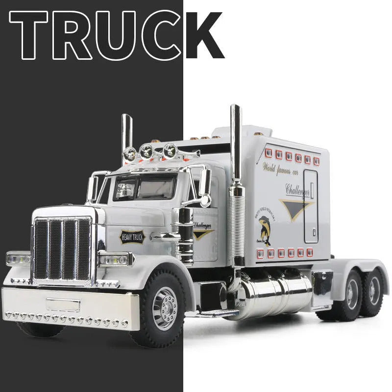 New 1/24 Alloy Trailer Truck Head Car Model Diecast Metal Container Truck Engineering Transport Vehicles Car Model Kids Toy Gift