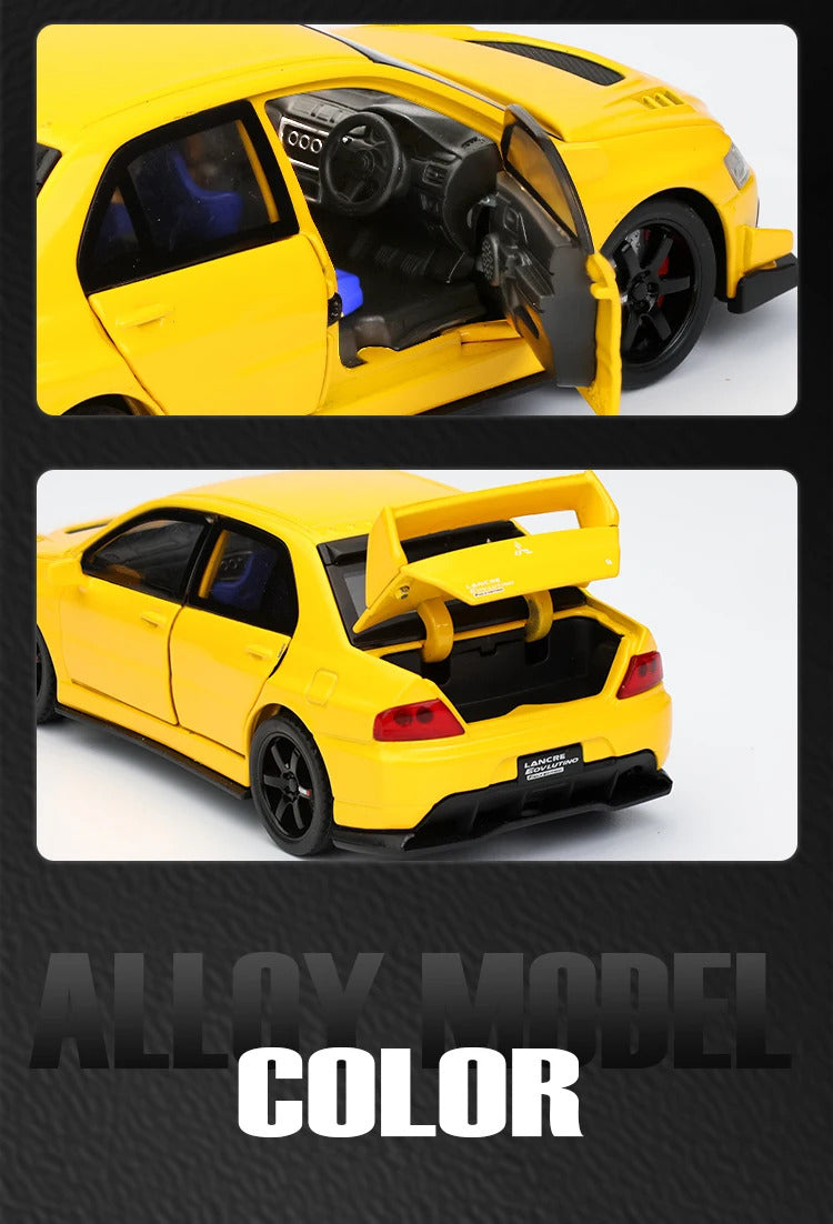 JDM 1:32 Mitsubishi Lancer Evolution Ninth Generation Super Racing Metal Alloy Diecast Car Model Sound & Light Right Rudder Gift