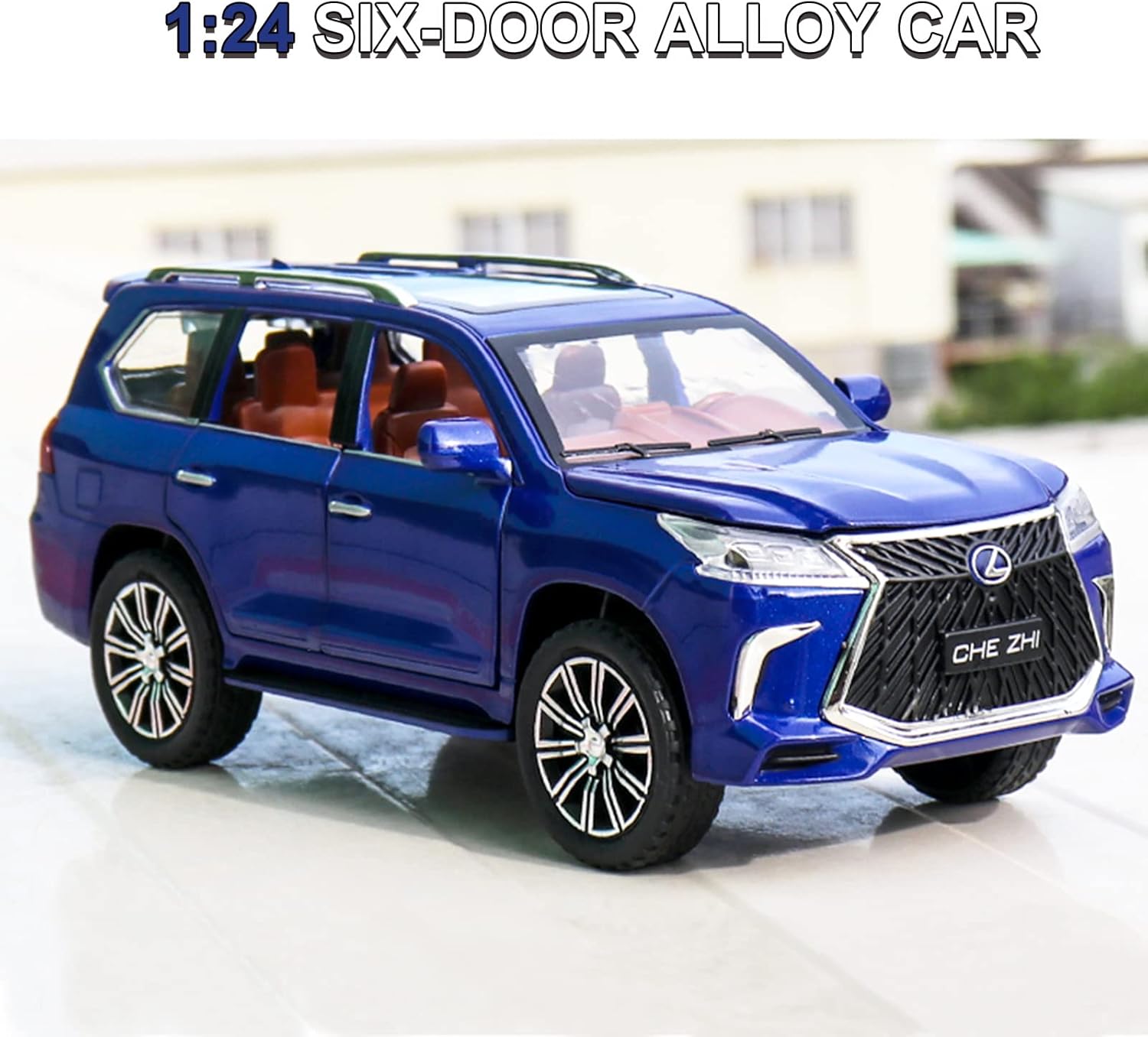 Diecast car Model 1/24 Scale - Zinc Alloy Pull Back Toy car with Sound and Light, Collectible Toys Vehicle for Adults and Boys Girls (Blue)