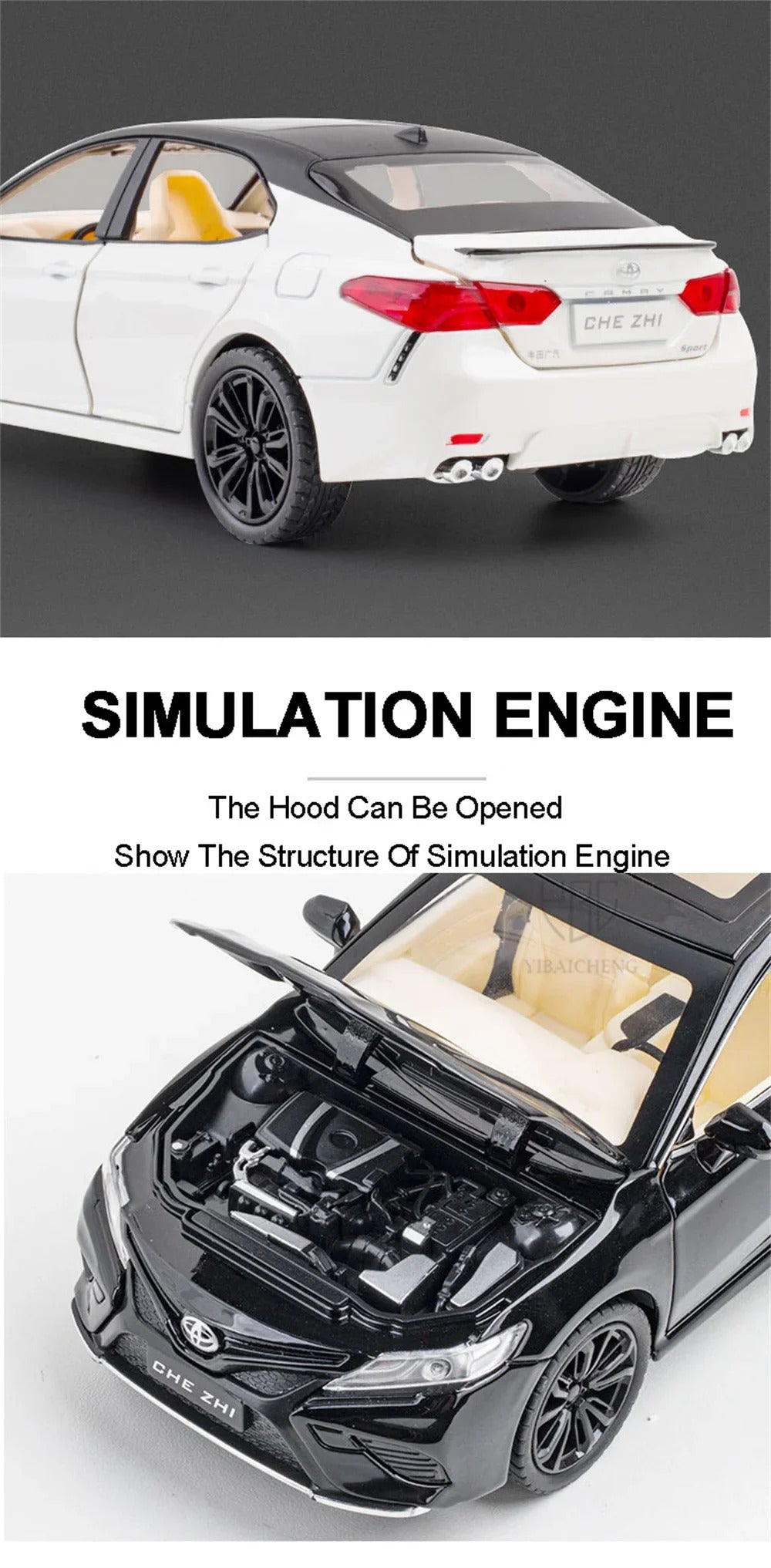 1:24 Toyota Camry Alloy Car Model Toys Metal Diecast High Simulation Strong Vehicle Model Sound Light Toy For Boys Birthday Gift