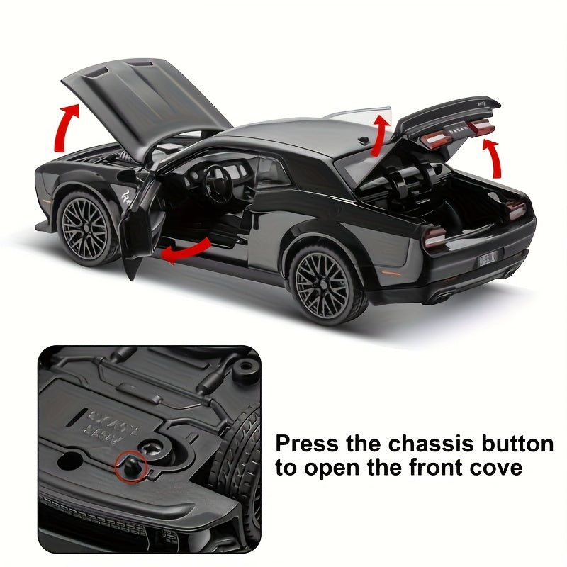 1:24 Scale Metal Die-cast Sports Car Model, Real Sound Effects and Lighting Functions, Suitable for Birthday Gifts, Christmas Gifts for Car Lovers