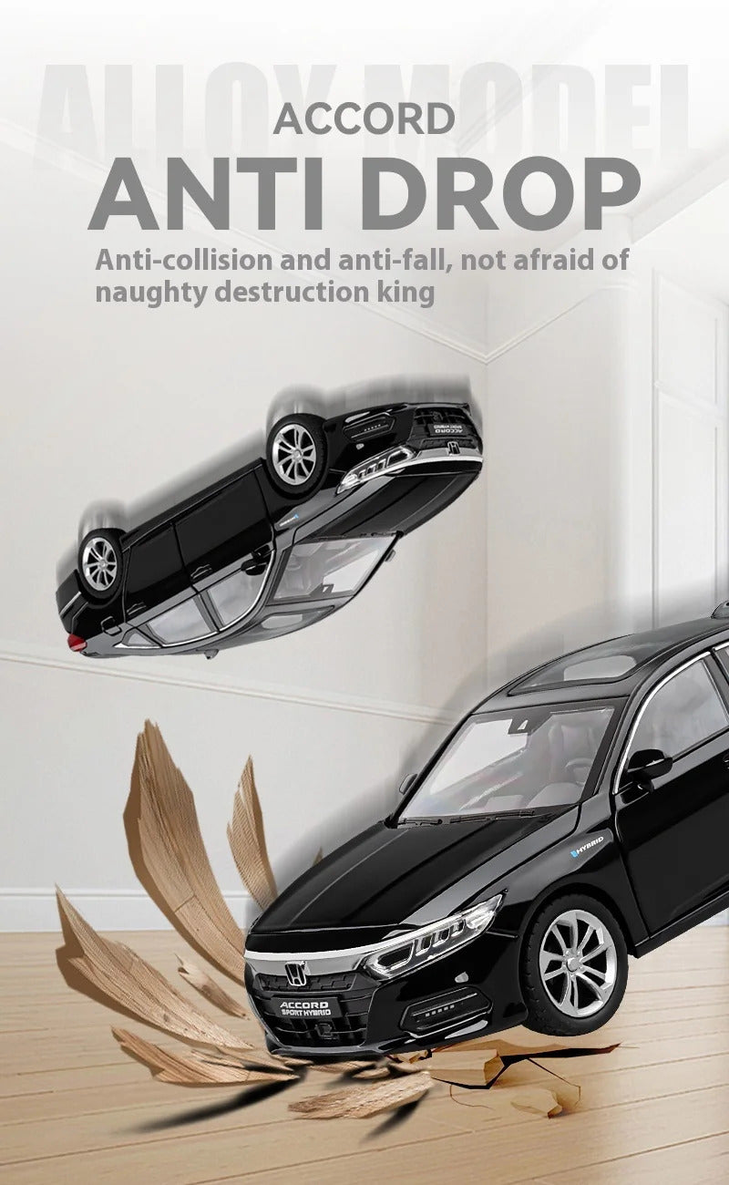 1:24 Accord Limousine Sound & Light Alloy Metal Diecast Car Model Collecting Hobby Decoration Trendy Holiday Gift Box Boy