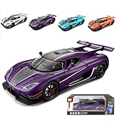EROCK 1:24 Koenigsegg ONE die-cast car Model Toys, Open Door Design, Sound and Light Function, Suitable Gifts, Decorations, Collectibles, Toys for Adults and Children. (Purple-one)