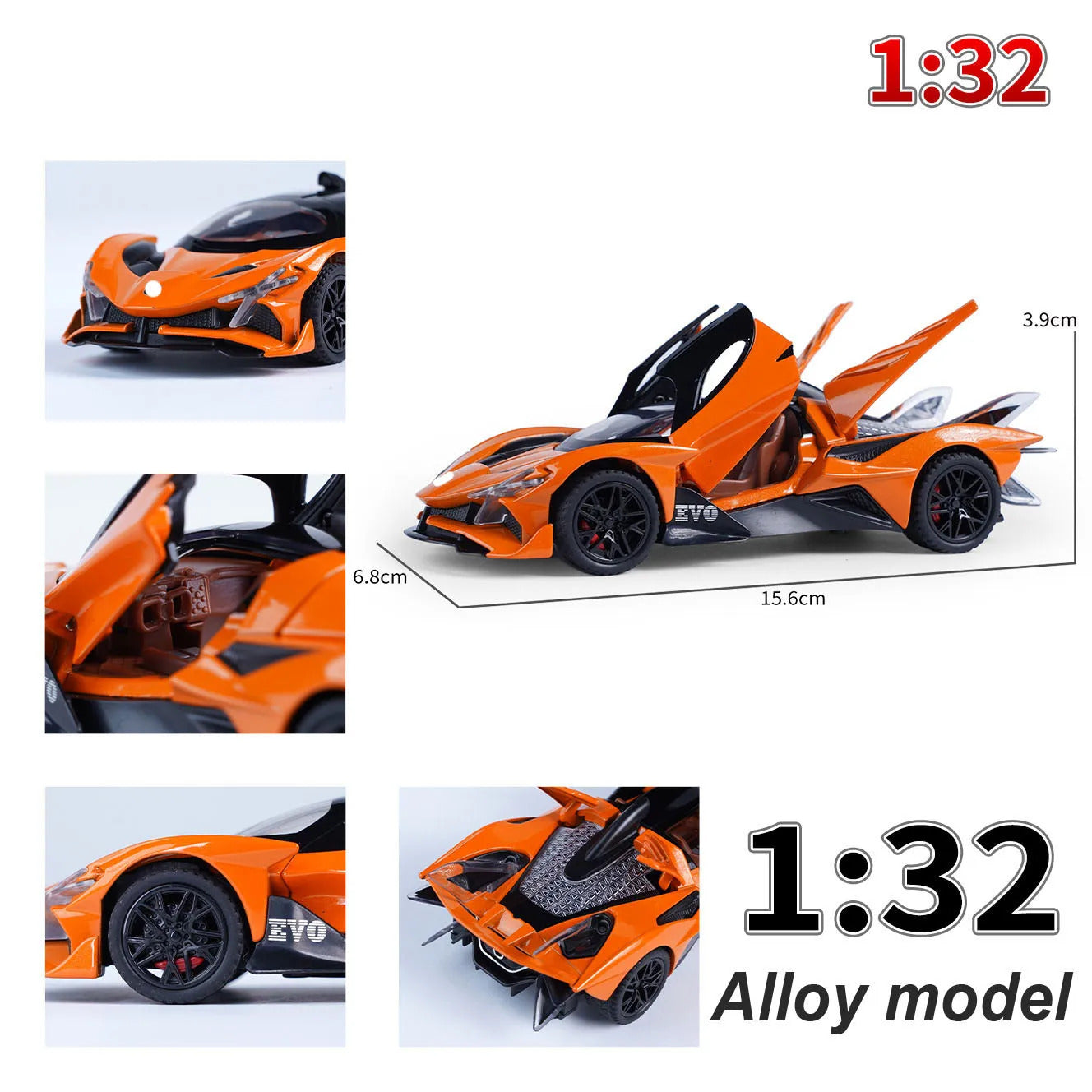 1: 32 APOLLO EVA Alloy Car Model High Simulation Diecasts Toy With Sound and Light Pull Back Vehicles Decoration Toys  For Kids
