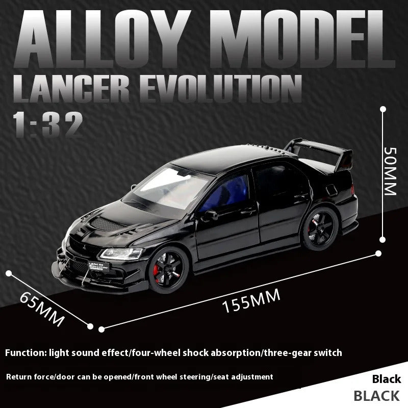 JDM 1:32 Mitsubishi Lancer Evolution Ninth Generation Super Racing Metal Alloy Diecast Car Model Sound & Light Right Rudder Gift