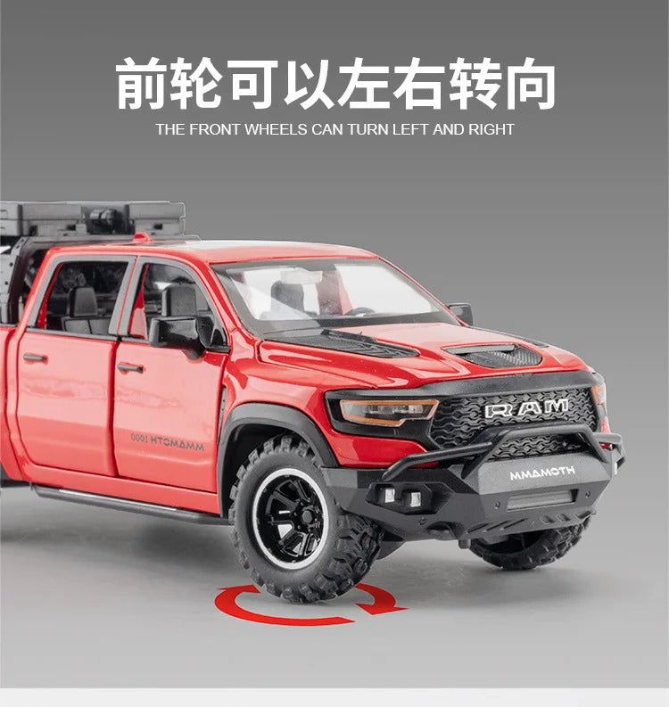 Diecast 1:32 RAM 1000 TRX Mammoth Pickup Alloy Model Car Toy Metal Casting Sound and Light Car Toys For Children Vehicle Toy Set