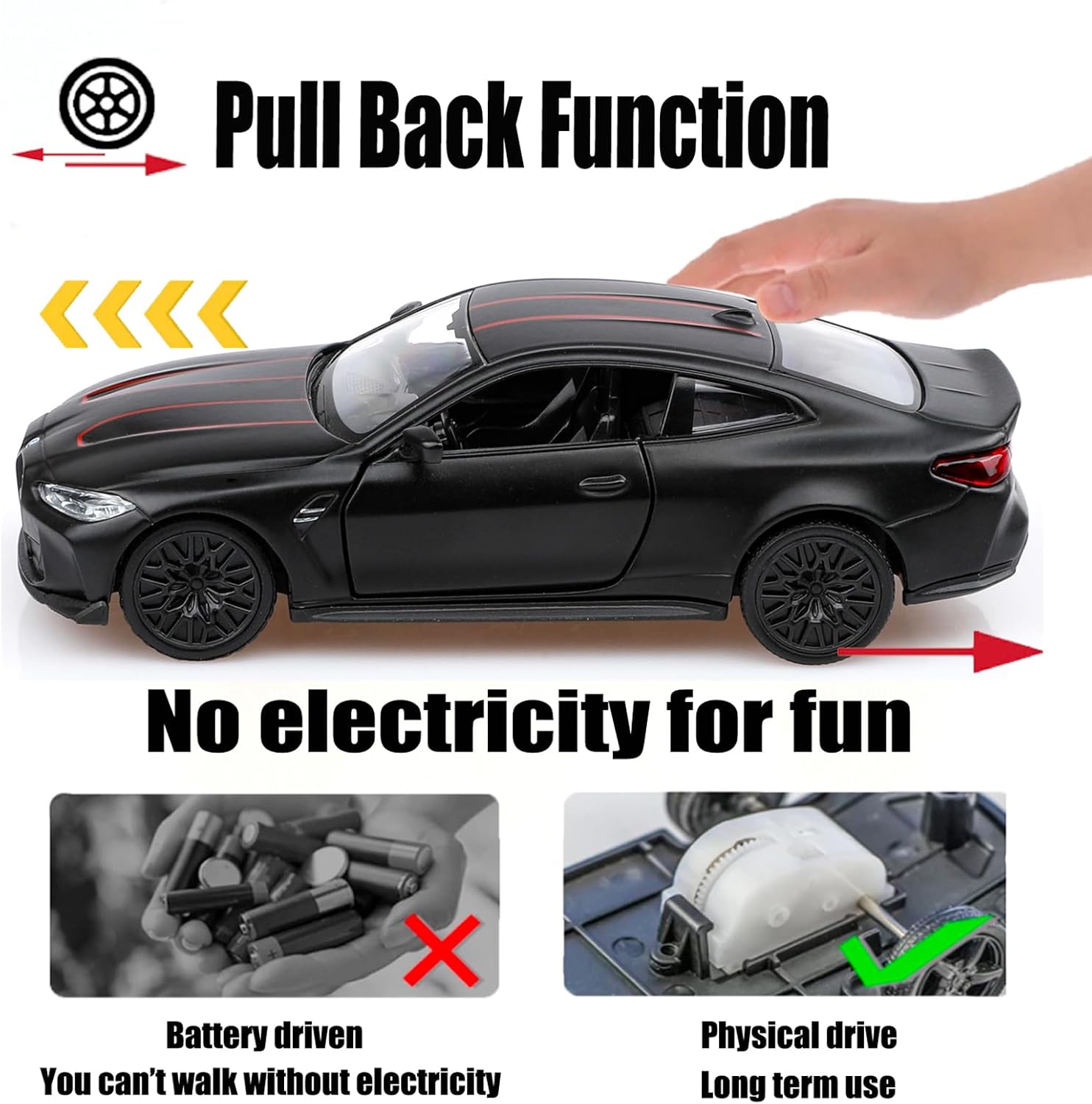 1/36 Scale BMW M4 Diecast Model Cars,Pull Back Vehicles BMW Toy Cars,Cars Gifts for Boys Girls(Black)