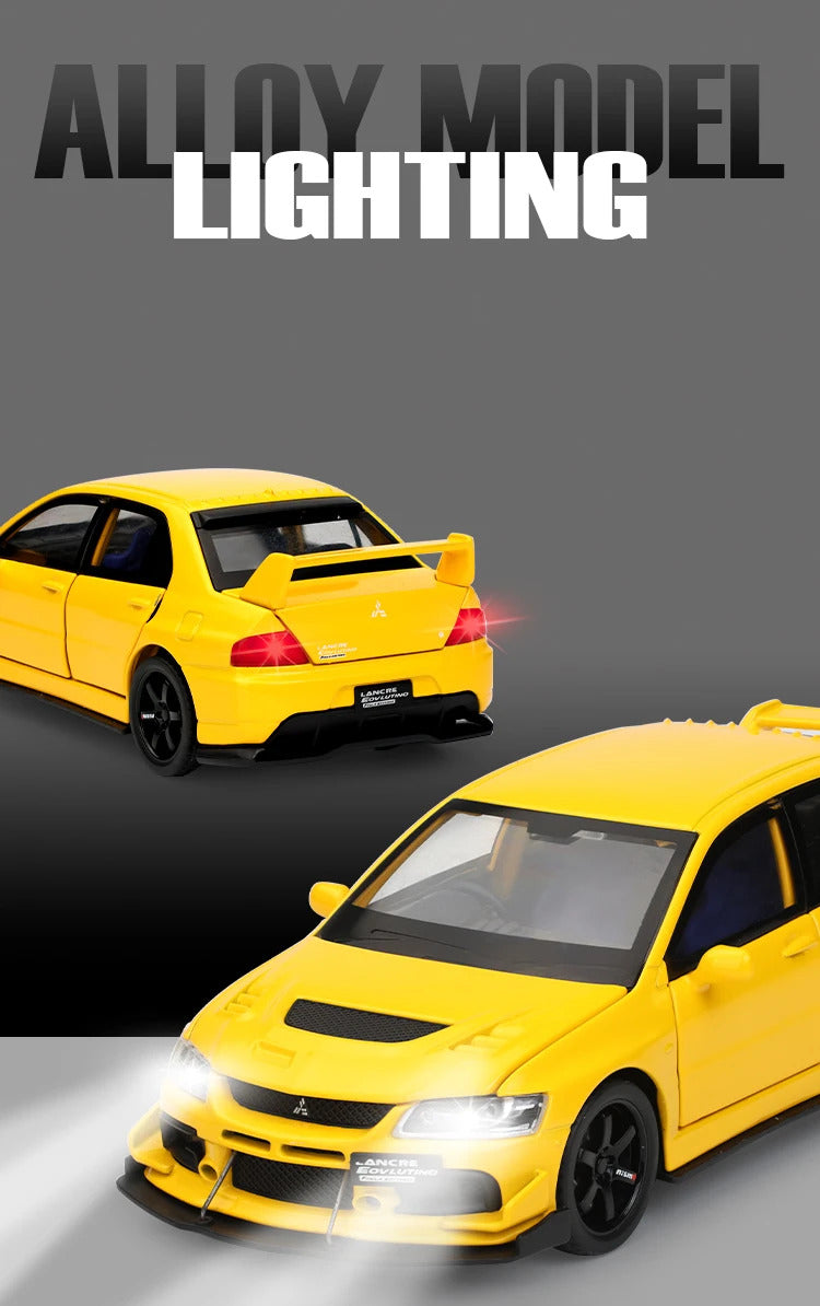 JDM 1:32 Mitsubishi Lancer Evolution Ninth Generation Super Racing Metal Alloy Diecast Car Model Sound & Light Right Rudder Gift