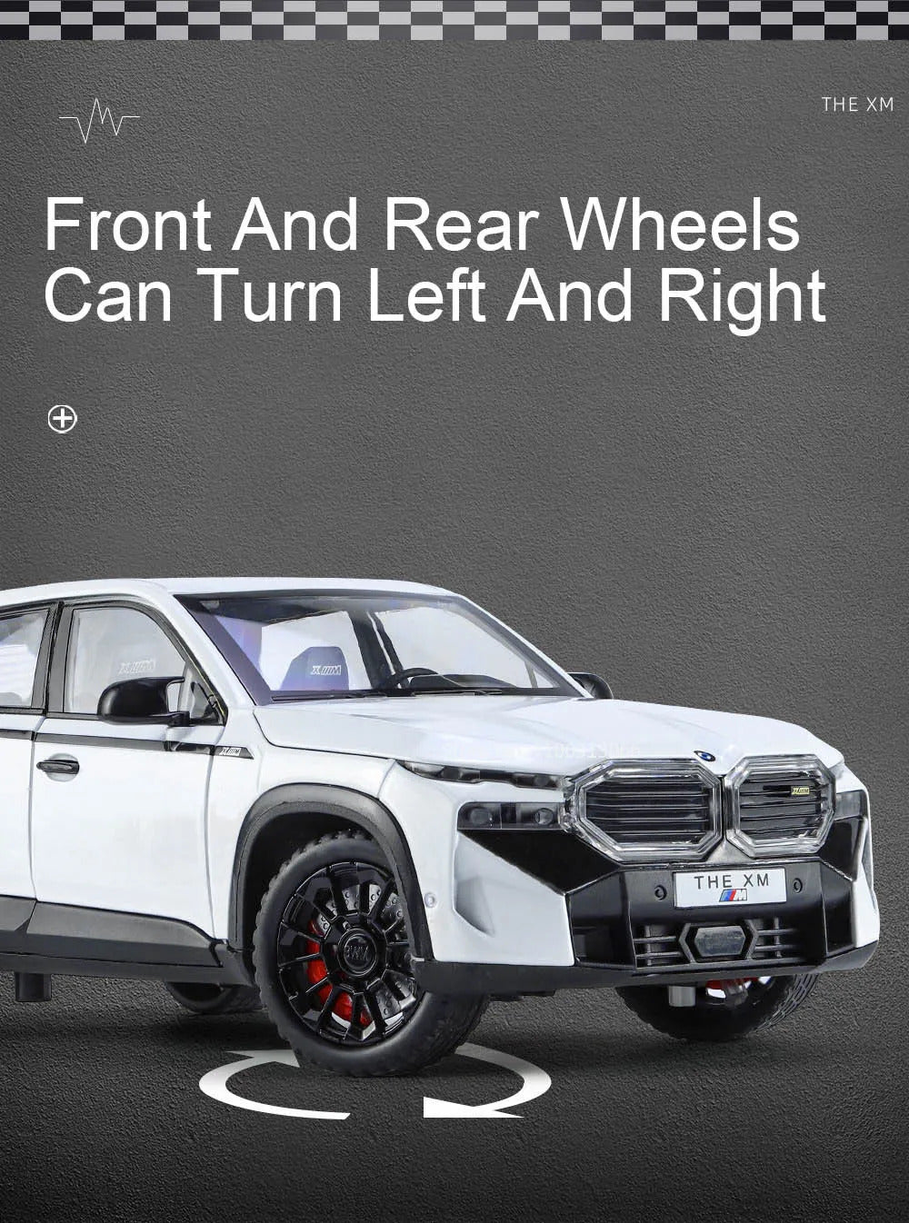 1/24 The XM Alloy Car Models Toy Diecasts Off-road Vehicles with Light Sound Pull Back Function SUV Car Toys for Kids Boys Gifts