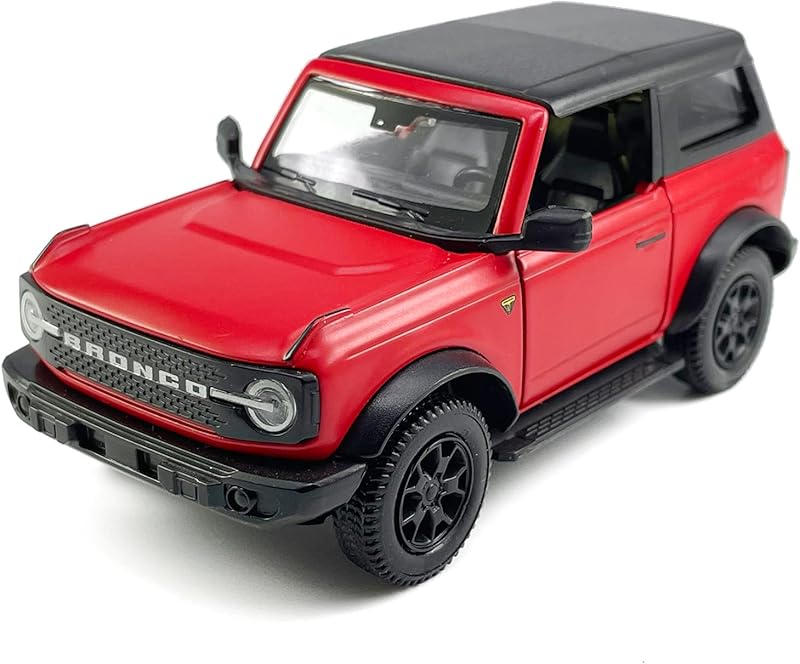 2-Door Bronco Badlands Model Car 1/36 Scale Diecast Toy Cars Metal Alloy Children’s Vehicles, Pull Back Doors Open, Black Rim, Mens Collection, Kids Toys for Boys Gifts, Cake Topper Home Décor, Blue