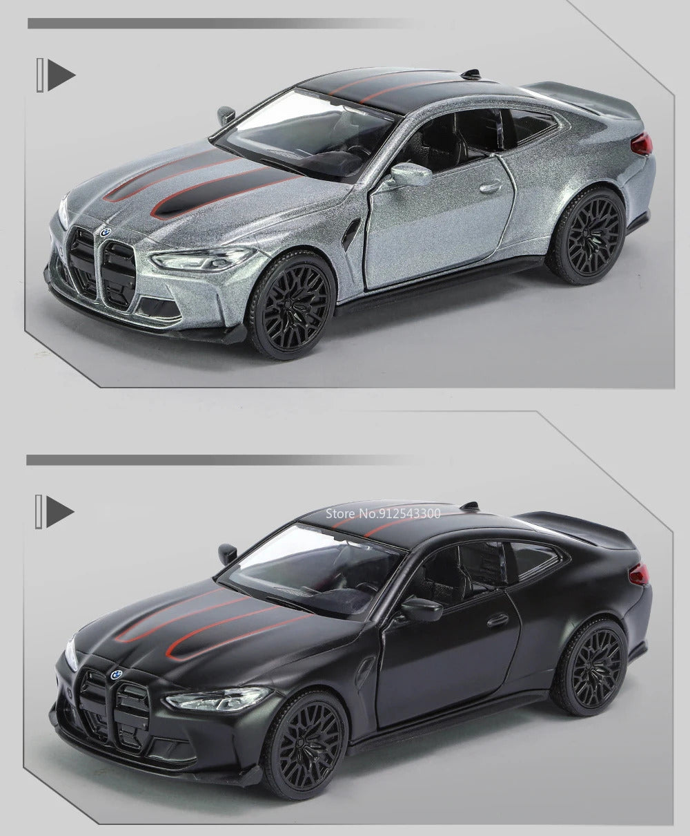 1/36 BMW M4 CSL Alloy Toys Car Model High Simulation Metal Genuine Door Opened Pull Back Function Boys Birthday Gifts Collection