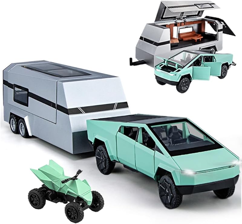 Toy Trucks Pickup Model Pull Back Pick-Up Truck with Sound and Light, Alloy Diecast Truck Toy Cars for Kids Gift or Vehicles Model Collection Enthusiasts (1/24 Grey Pickup Truck)