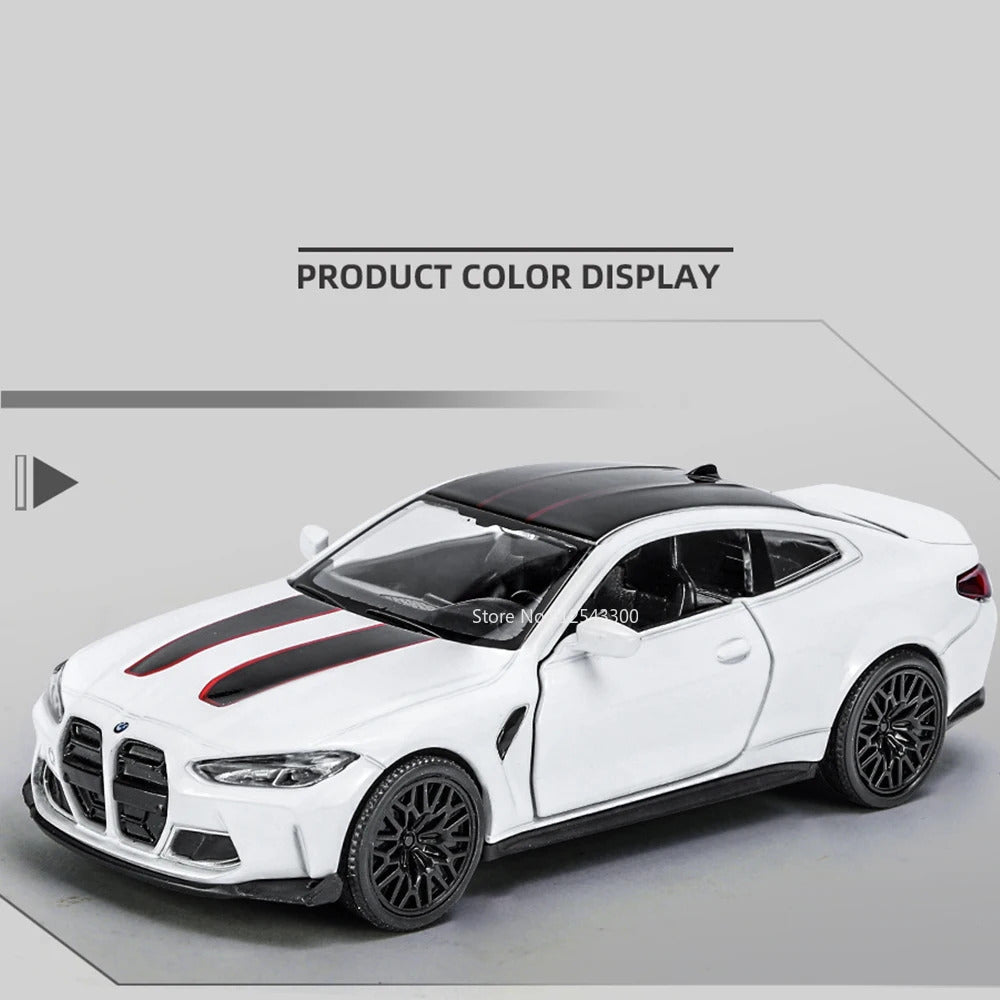 1/36 BMW M4 CSL Alloy Toys Car Model High Simulation Metal Genuine Door Opened Pull Back Function Boys Birthday Gifts Collection