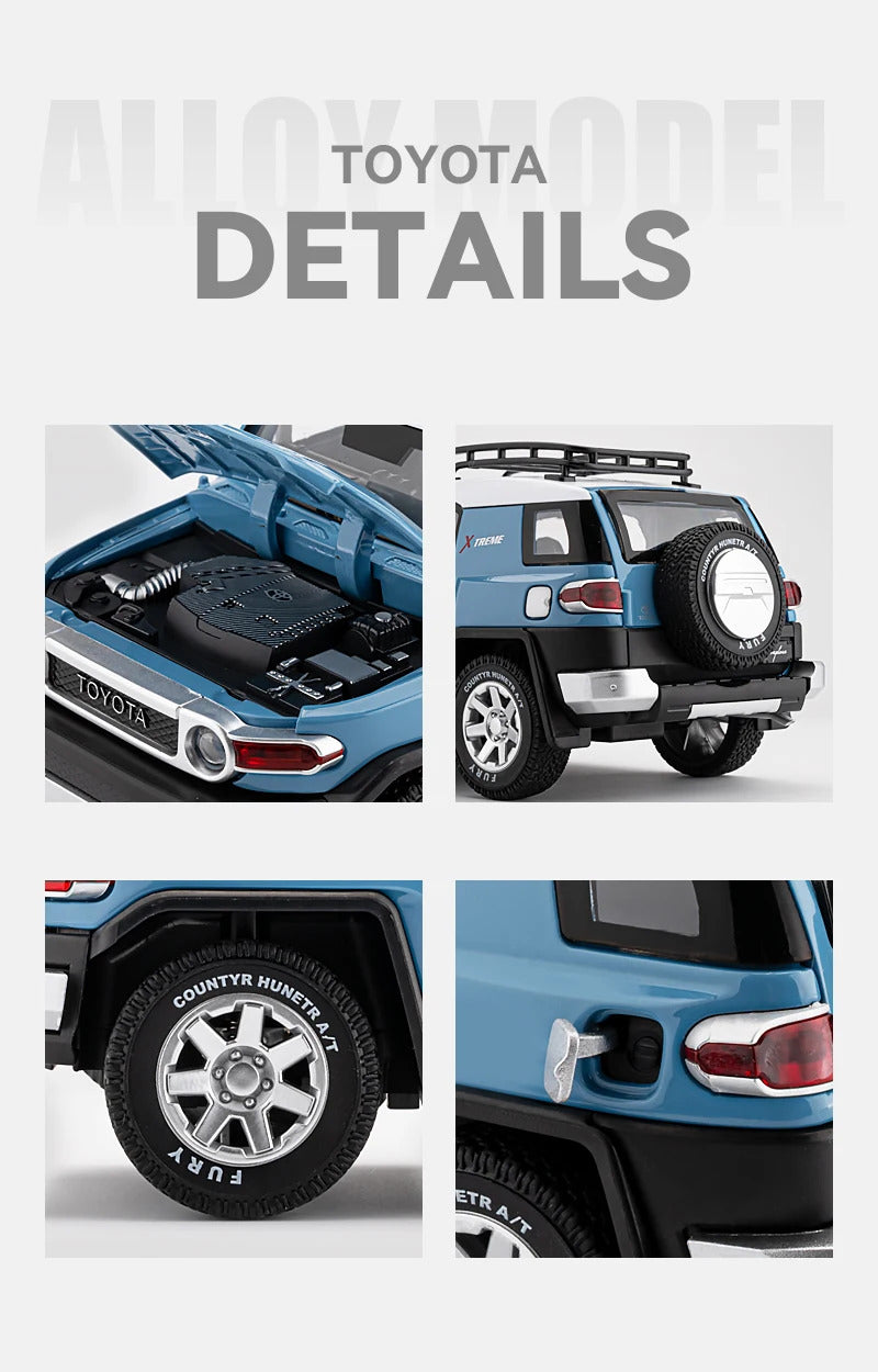 1:24 TOYOTA FJ Cruiser Alloy Car Model Diecast & Toy Metal Off-road Vehicles Car Model Simulation Sound and Light Childrens Gift