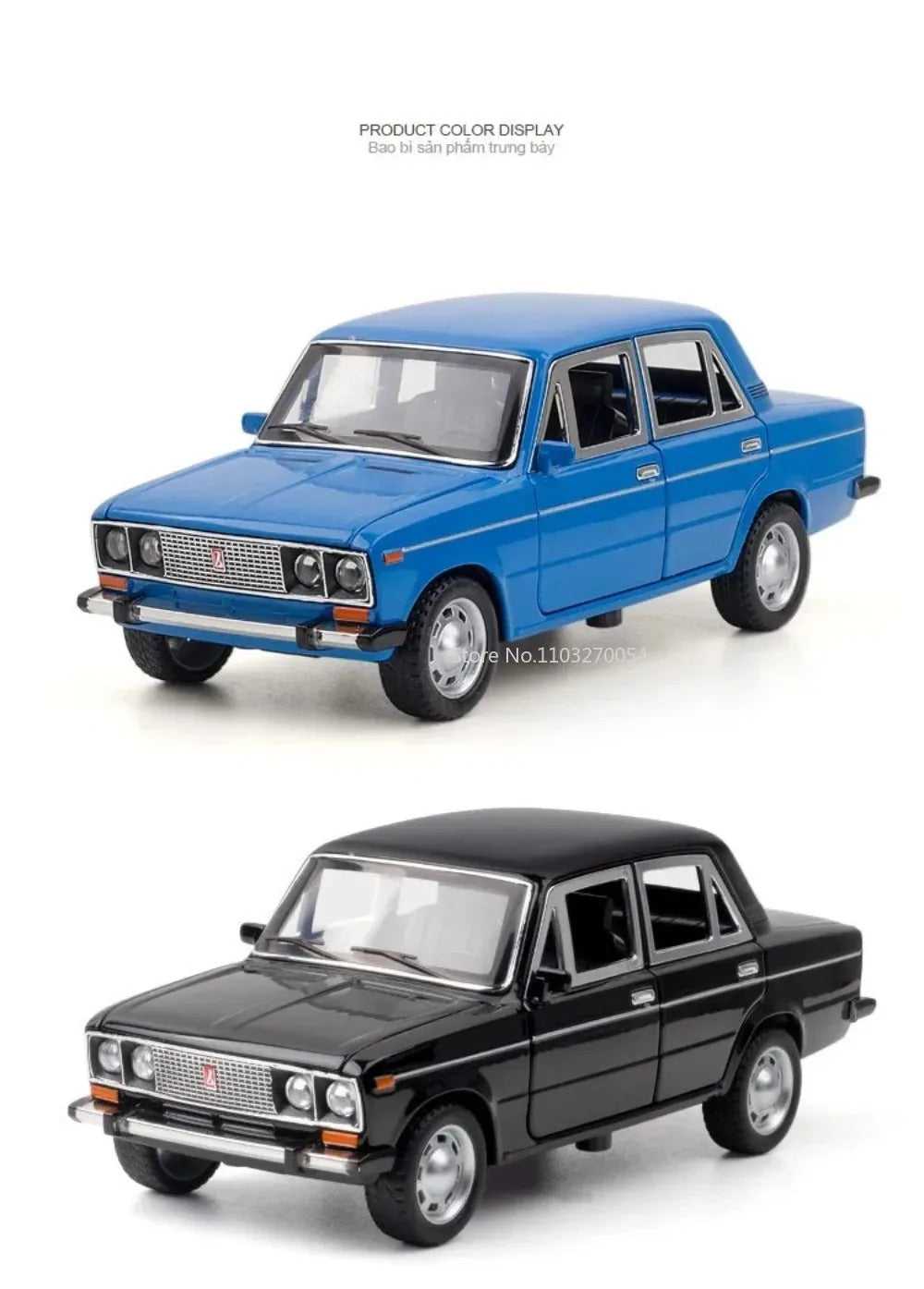 1/24 LADA 2106 Diecast Alloy Car Model Toy Metal Body Door Can Opened Toy Car Pull Back Sound Light Rubber Tire Vehicle Boy Gift