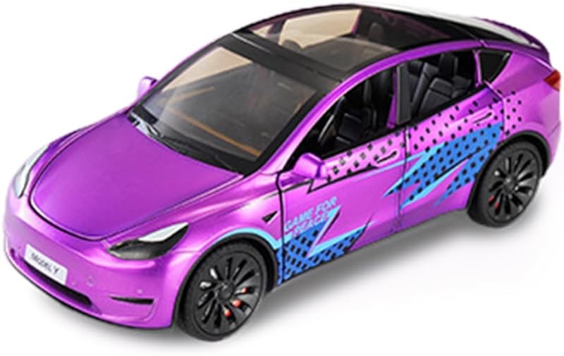1/24 Model Y Toy Cars Alloy Diecast Model Car, Pull Back Model Y Model Car with Light, Big Model Y Diecast Car Model Toy Suitable for Kids Adults Birthday Gift (White)