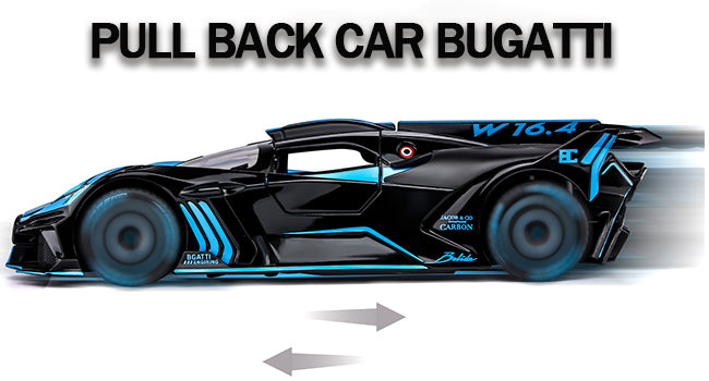 Toy Car Model for Bugatti Compatible with 1:24 Bugatti Bolide Alloy Diecast Car Toy with Lights and Music, Pull Back Car Toys for Kids Boys Girls Gift (Blue)
