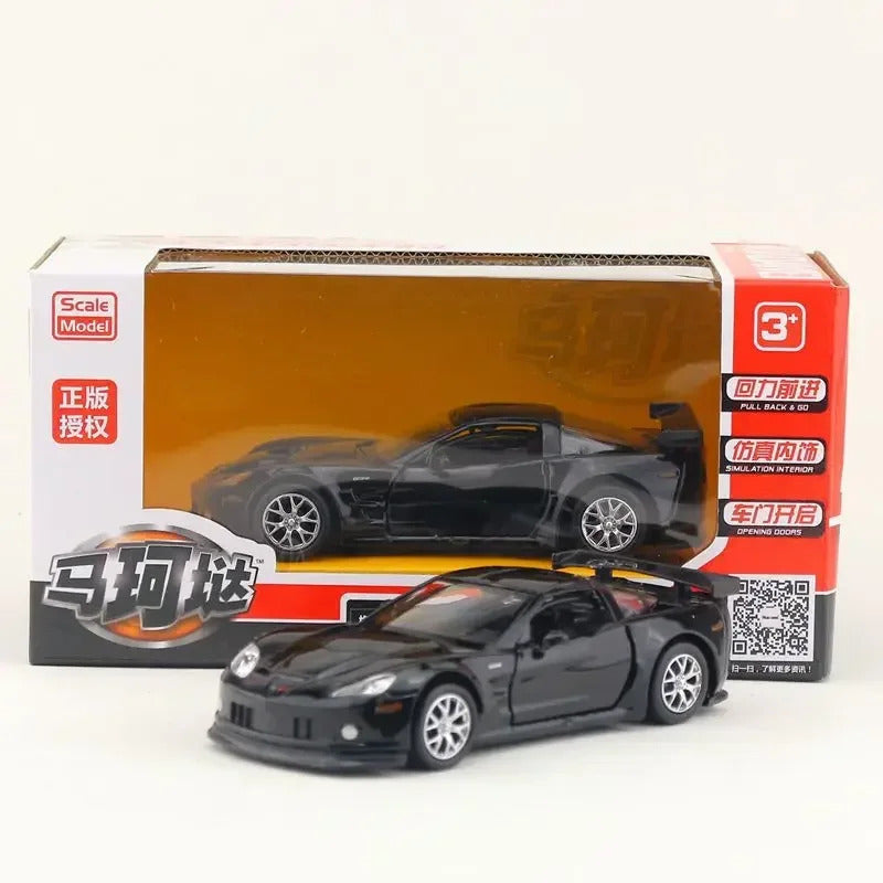 1:36 Scale Chevrolet Corvette C6R C7 Replica Diecast Model Car Interior Decoration Collection Gift for Boy and Toy Car Collector