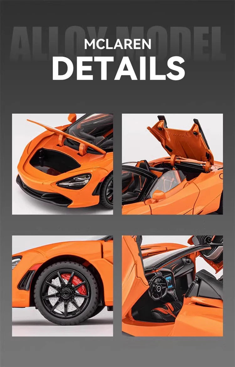Mclaren 720s 1:24 Super Sportcar Sound & Light Miniatures Alloy Diecast Model Car Presents For Boyfriend Toys For Kid Gift Metal
