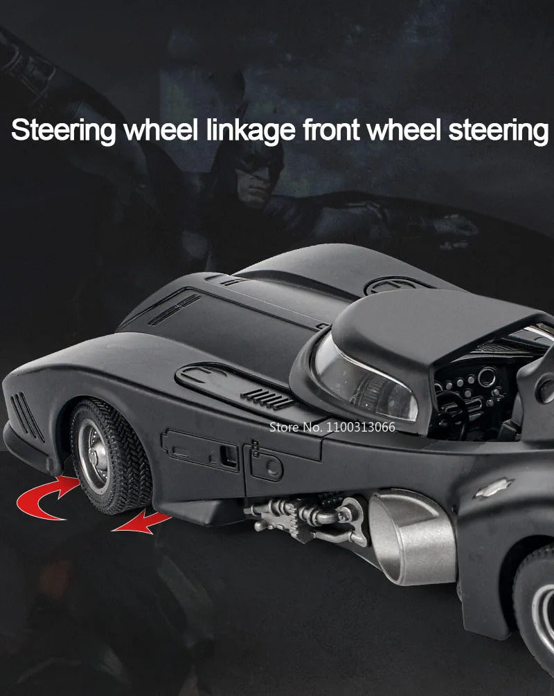 1/24 1989 Batmobile Alloy Car Model Simulation Metal Diecast Toys Vehicle Model with Light Sound Super Sport Car for Boys Gifts