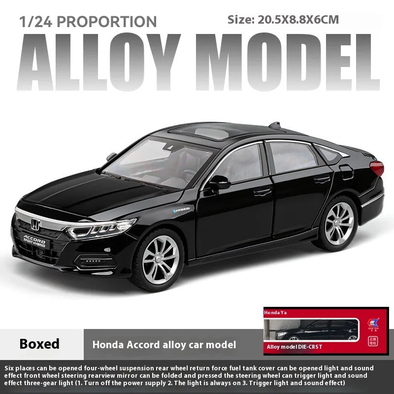 1:24 Accord Limousine Sound & Light Alloy Metal Diecast Car Model Collecting Hobby Decoration Trendy Holiday Gift Box Boy