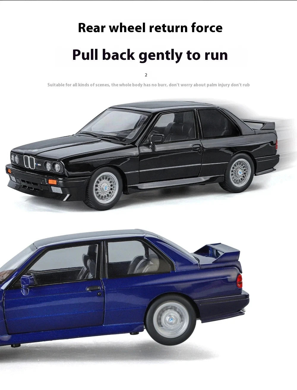 1:24 1988 BMW M3 E30 Alloy Sports Car Model Diecasts Metal Classic Car Model High Simulation Sound and Light Childrens Toys Gift