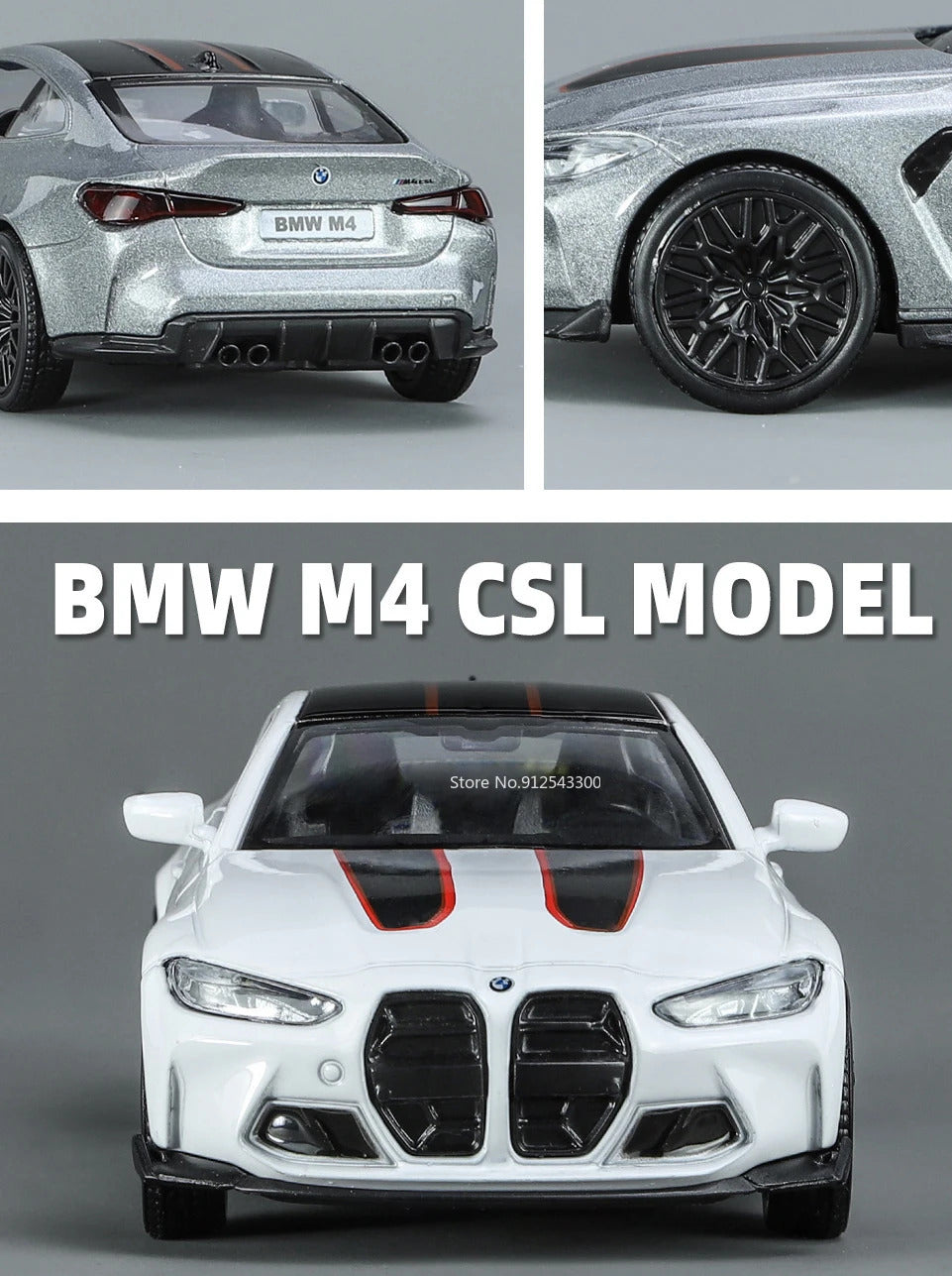 1/36 BMW M4 CSL Alloy Toys Car Model High Simulation Metal Genuine Door Opened Pull Back Function Boys Birthday Gifts Collection