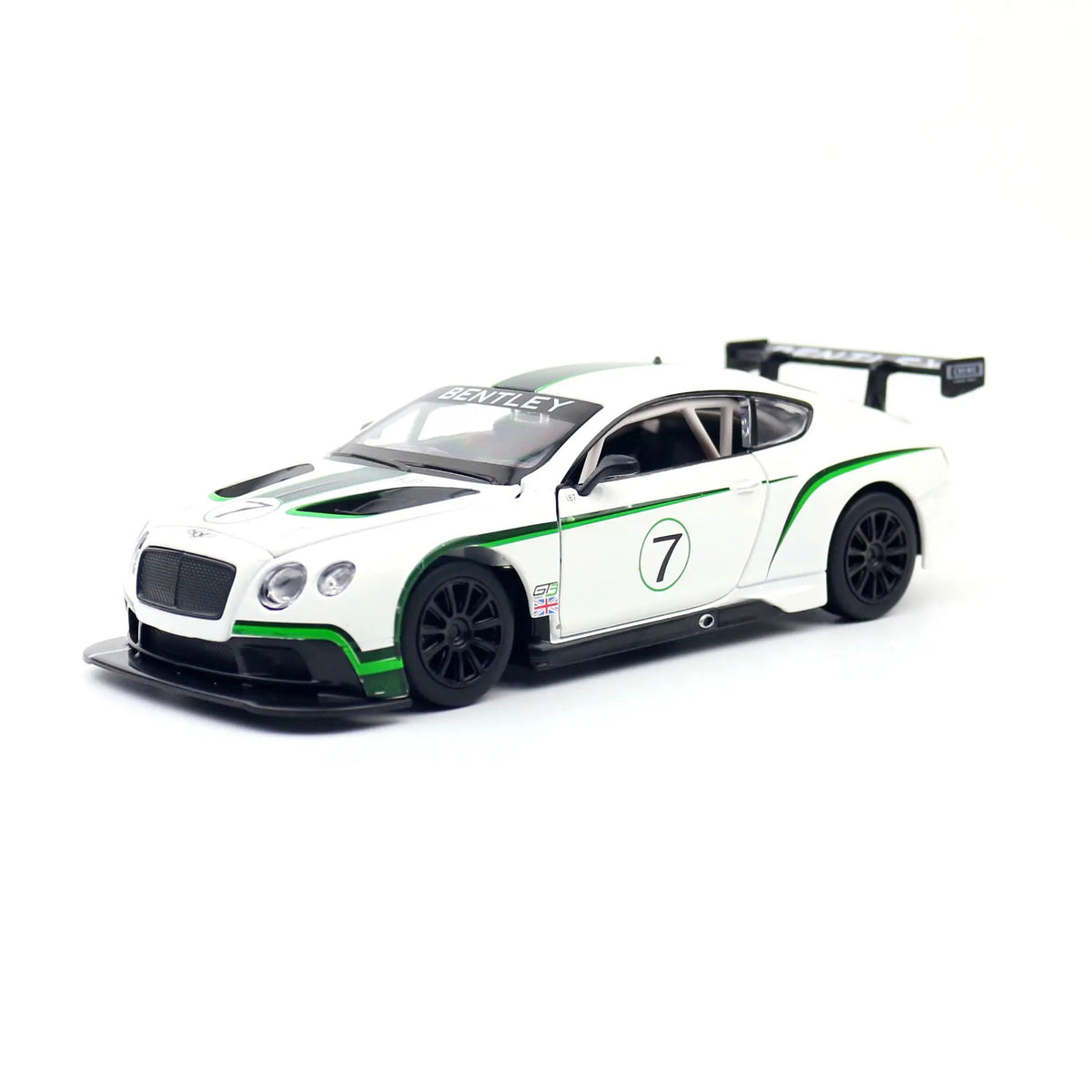 1/24 Bentley Continental GT3 Racing 1:24 Diecast Alloy Toy Car Miniature Model Free Wheels Sound & Light Collection Gift For Kid