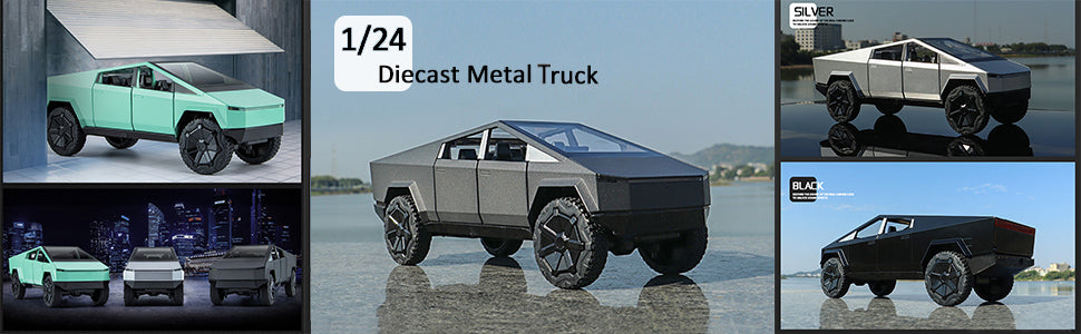Toy Trucks Pickup Model Pull Back Pick-Up Truck with Sound and Light, Alloy Diecast Truck Toy Cars for Kids Gift or Vehicles Model Collection Enthusiasts (1/24 Grey Pickup Truck)