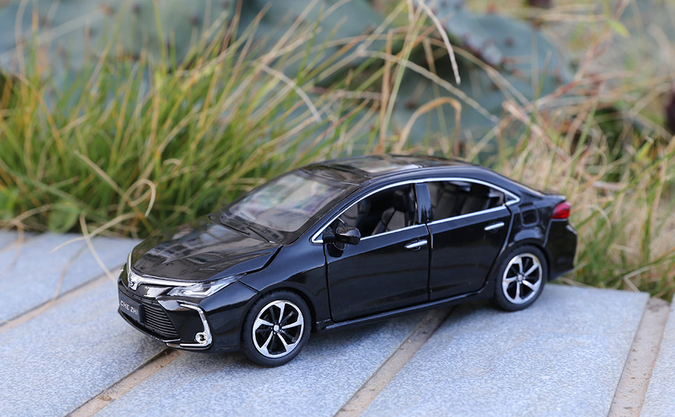 BDTCTK Compatible for 1:32 Corolla Model Car, Zinc Alloy Pull Back Toy Car with Sound and Light for Kids Boy Girl Black
