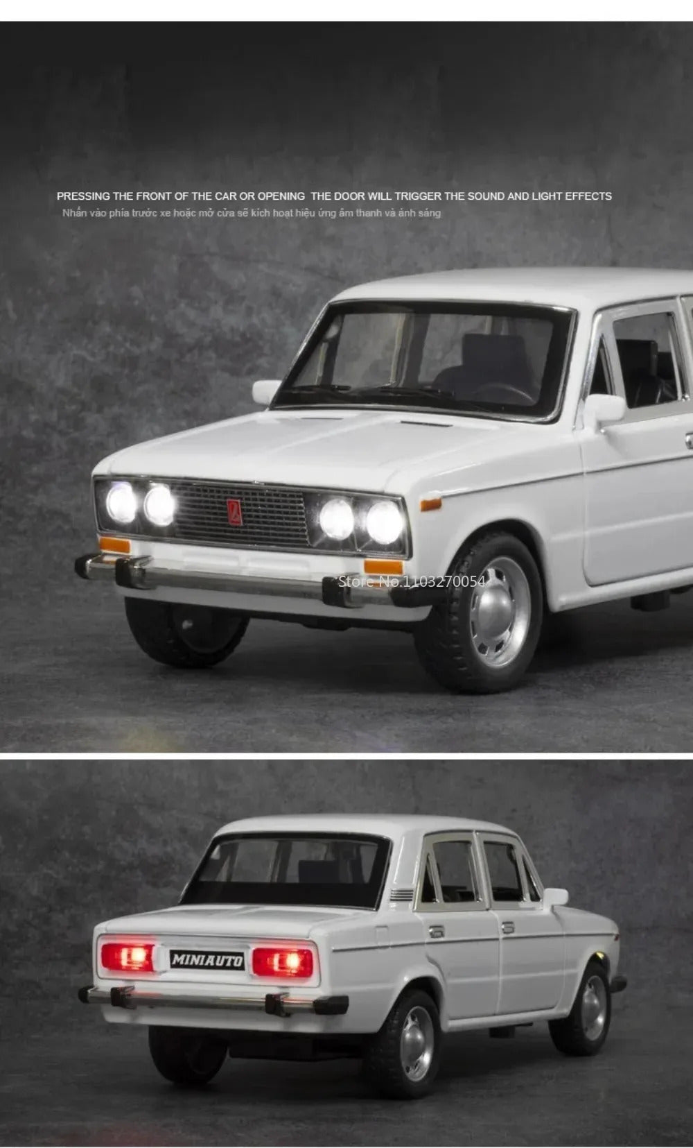 1/24 LADA 2106 Diecast Alloy Car Model Toy Metal Body Door Can Opened Toy Car Pull Back Sound Light Rubber Tire Vehicle Boy Gift