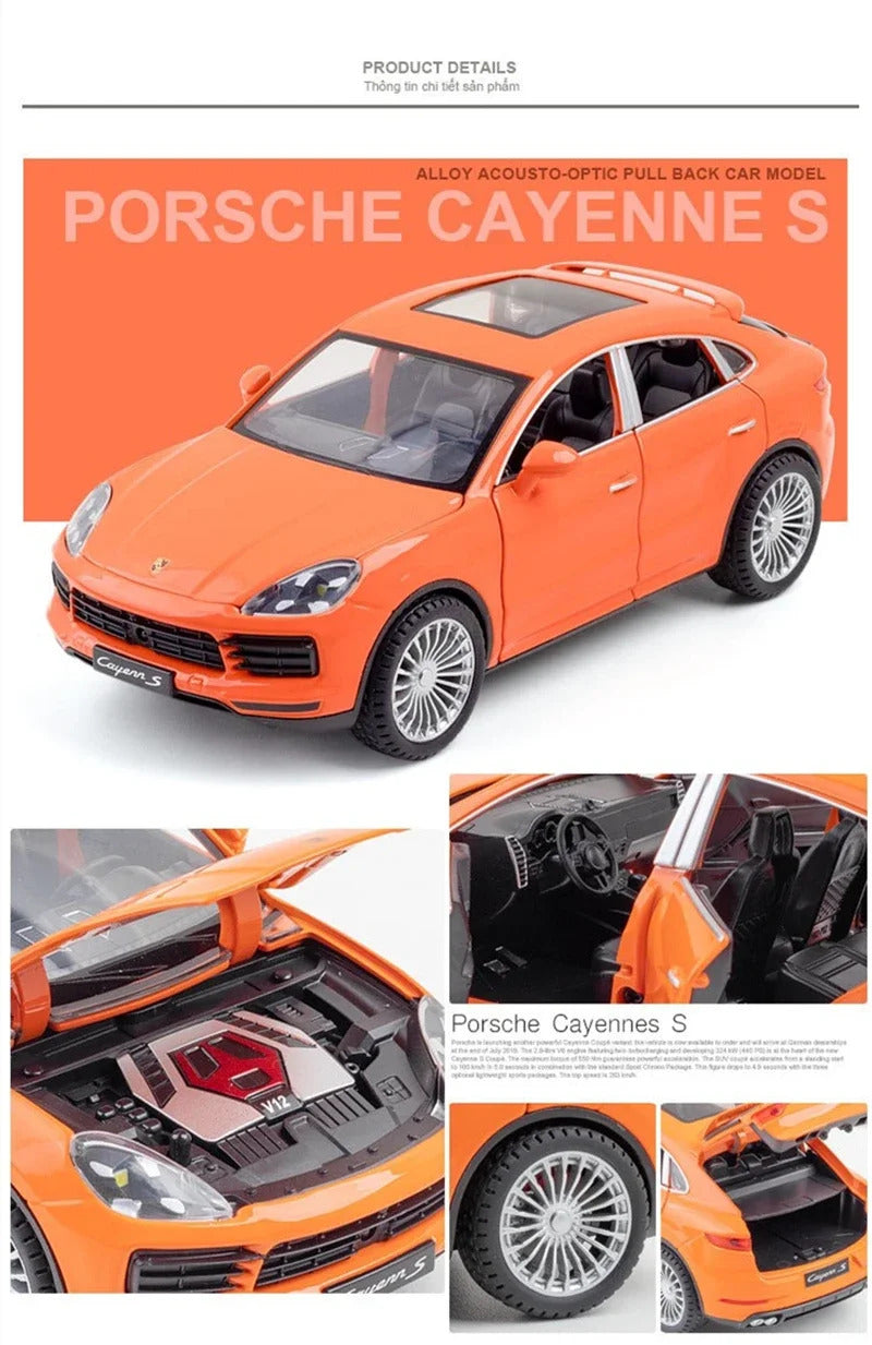 1:24 Porsche Cayenne S Turbo SUV Alloy Car Model Diecasts Metal Toy Car Model Simulation Sound Light Collection Kids Gift F384