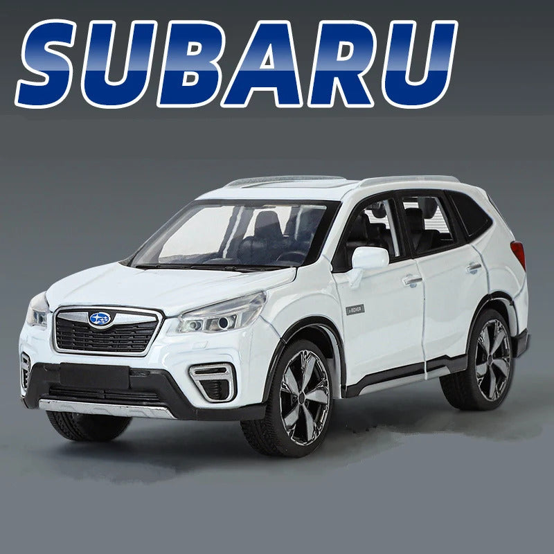 1/30 Subaru Forester SUV Alloy Car Model Diecast Metal Off-road Vehicles Car Model Simulation Sound and Light Childrens Toy Gift