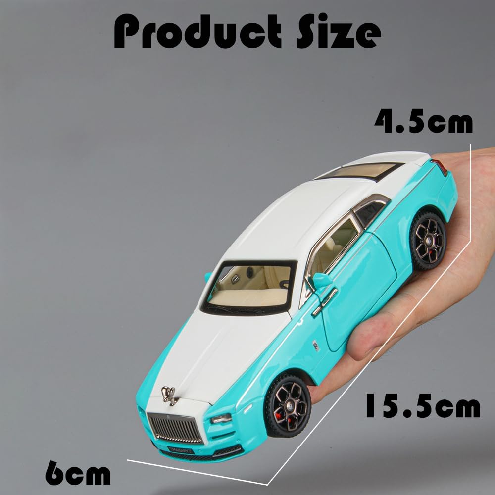 Toy Car Model Blue Rolls-Royce Wraith Alloy Collectible Pull Back Vehicles Diecast with Light and Sound