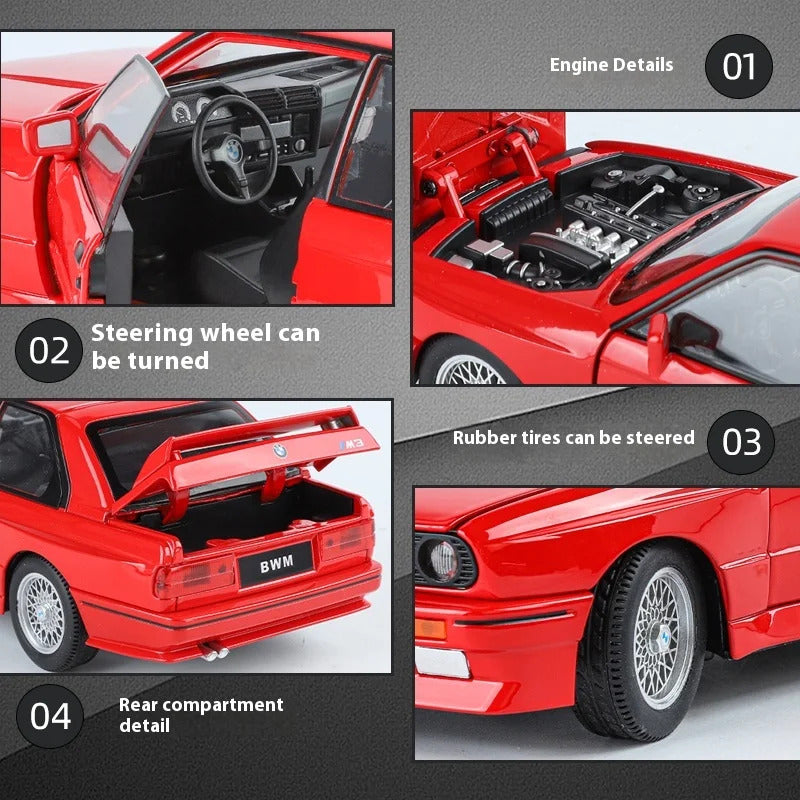 1/24 BMW M3 1988 Street Car Diecast Alloy Metal Model Car Collection Hobbies Decorative Ornament Gift Box For Boyfriend Present