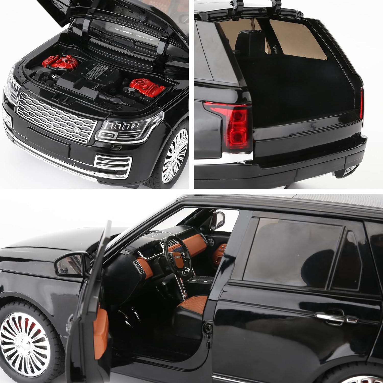 1/18 Scale Compatible for Land Rover Model Car，Zinc Alloy Pull Back Toy Diecast Car with Sound and Light，SUV Off-Road Vehicle，Children's Toy car ，Gifts for Boys and Girls Black