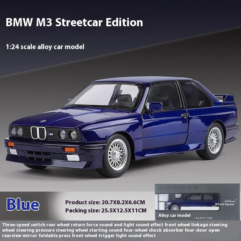 1/24 BMW M3 1988 Street Car Diecast Alloy Metal Model Car Collection Hobbies Decorative Ornament Gift Box For Boyfriend Present