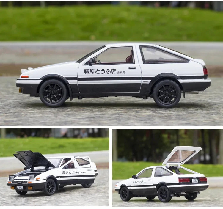 1:24 Initial D Toyota Trueno AE86 Alloy Diecast Car Model Sports Car Toys For Kids Adults Pull Back Vehicles Toy Cars Black Hood