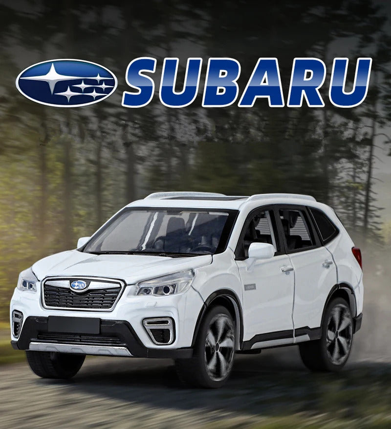 1/30 Subaru Forester SUV Alloy Car Model Diecast Metal Off-road Vehicles Car Model Simulation Sound and Light Childrens Toy Gift