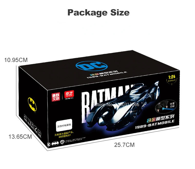 1/24 1989 Batmobile Alloy Car Model Simulation Metal Diecast Toys Vehicle Model with Light Sound Super Sport Car for Boys Gifts