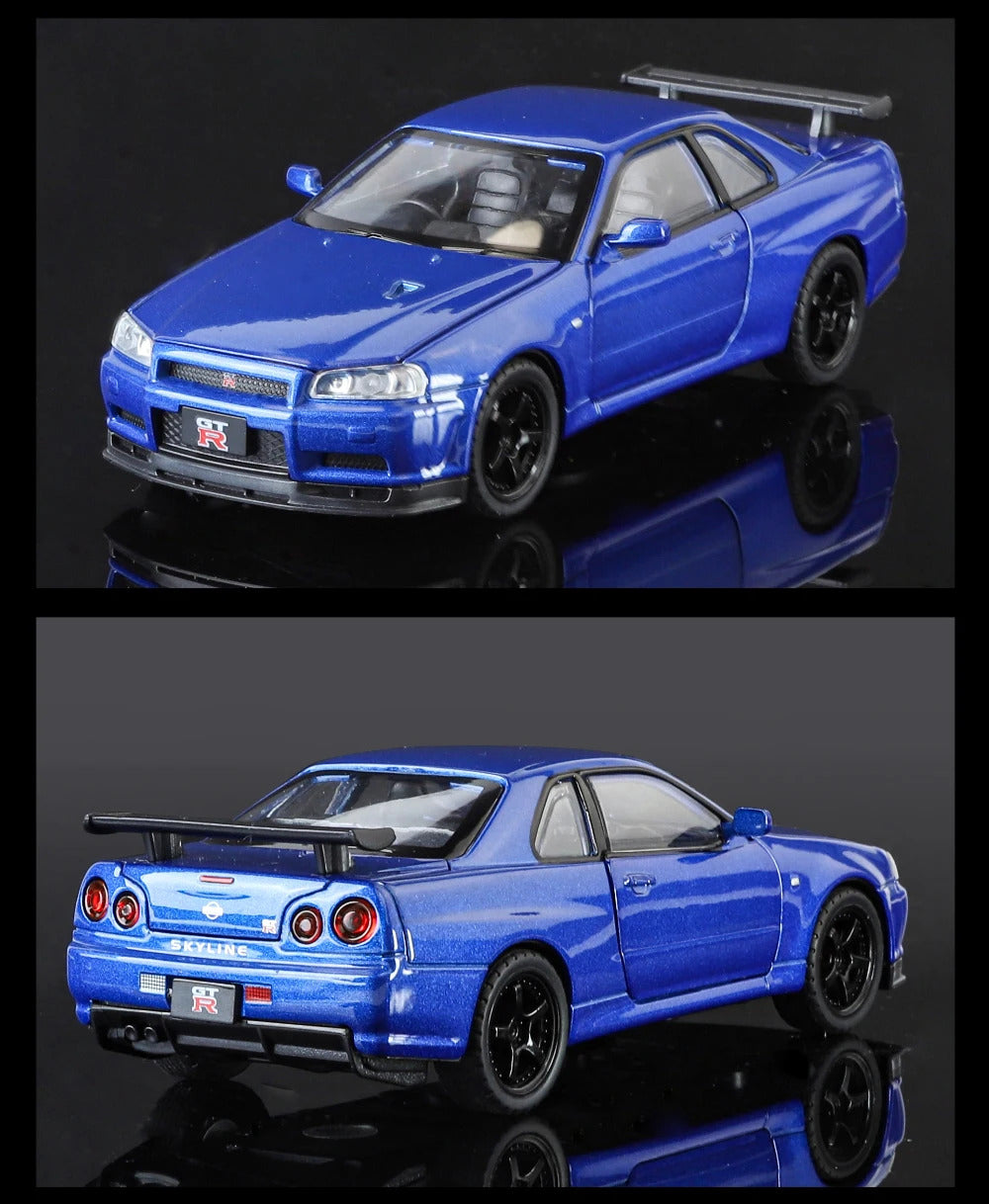 1:32 Nissan GTR R34 Skyline Supercar Alloy Metal Diecast Car Model Sound & Light Collection of Hobby Models Trendy Ornament Gift