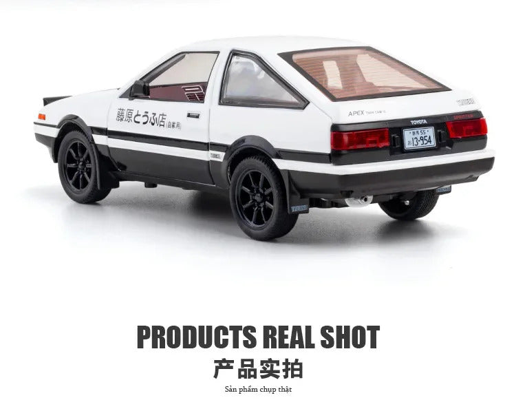 1:24 Initial D Toyota Trueno AE86 Alloy Diecast Car Model Sports Car Toys For Kids Adults Pull Back Vehicles Toy Cars Black Hood