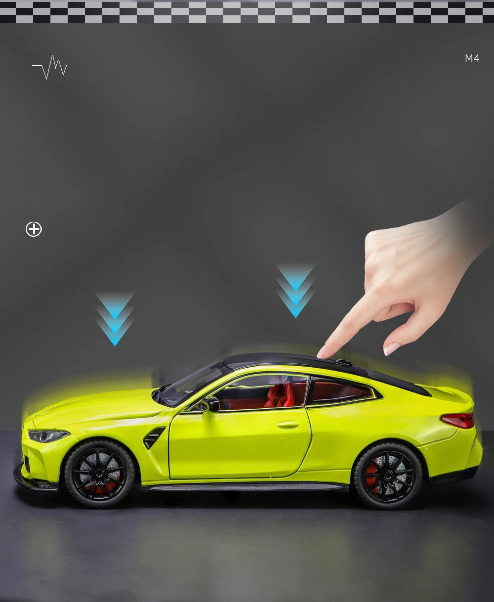1:24 M4 G82 Coupe Alloy Sports Car Model Diecasts Metal Vehicles Car Model Simulation Sound Light Collection Chlidrens Toys Gift