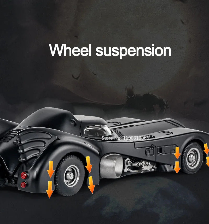 1/24 1989 Batmobile Alloy Car Model Simulation Metal Diecast Toys Vehicle Model with Light Sound Super Sport Car for Boys Gifts